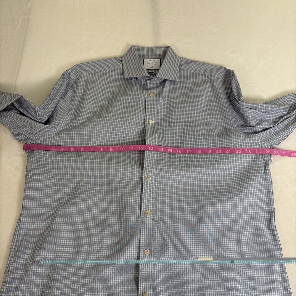 Charles Tyrwhitt Mens Dress Shirt 17.5-35 L Slim Fit Non-Iron Blue White Chrty - Picture 10 of 13